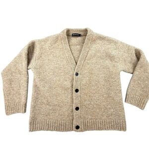Sampson and Taylor Oatmeal Knit Cardigan Sweater V-Neck Button Up M